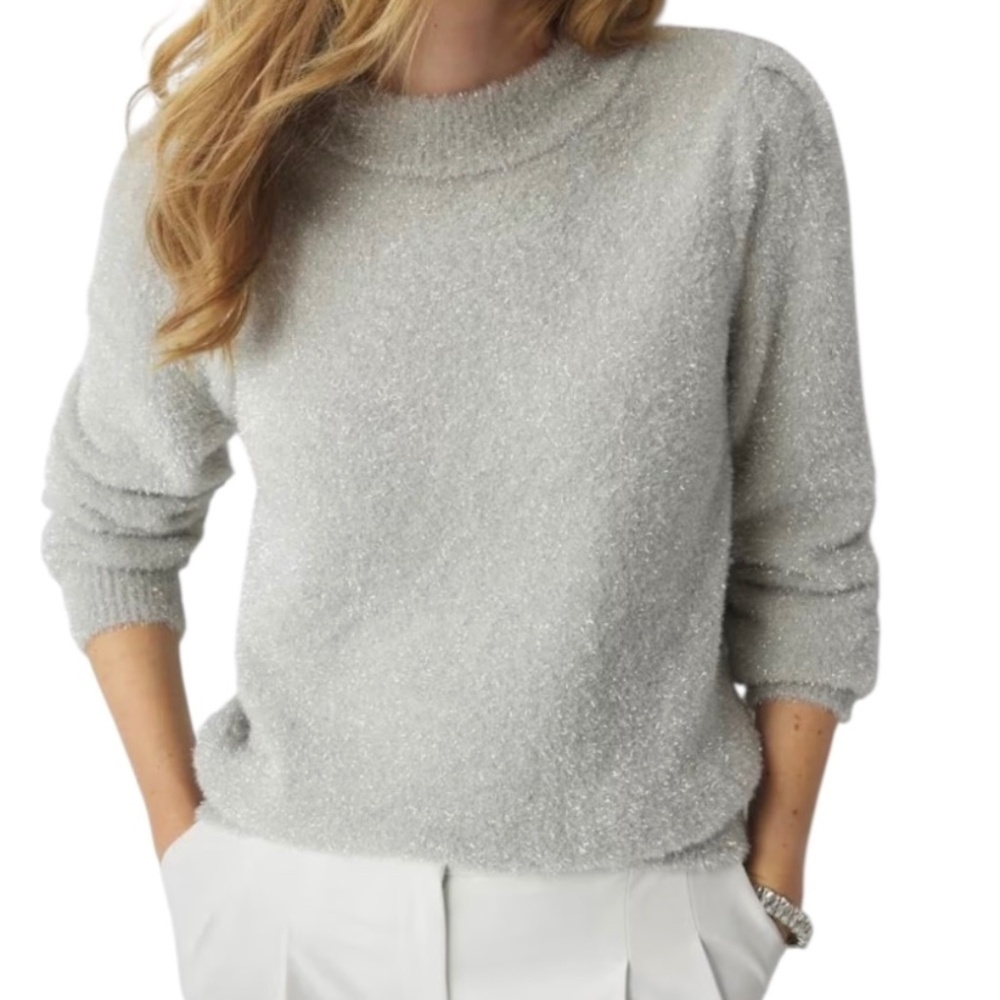 WHBM Metallic Tinsel Trim Sweater NWT.